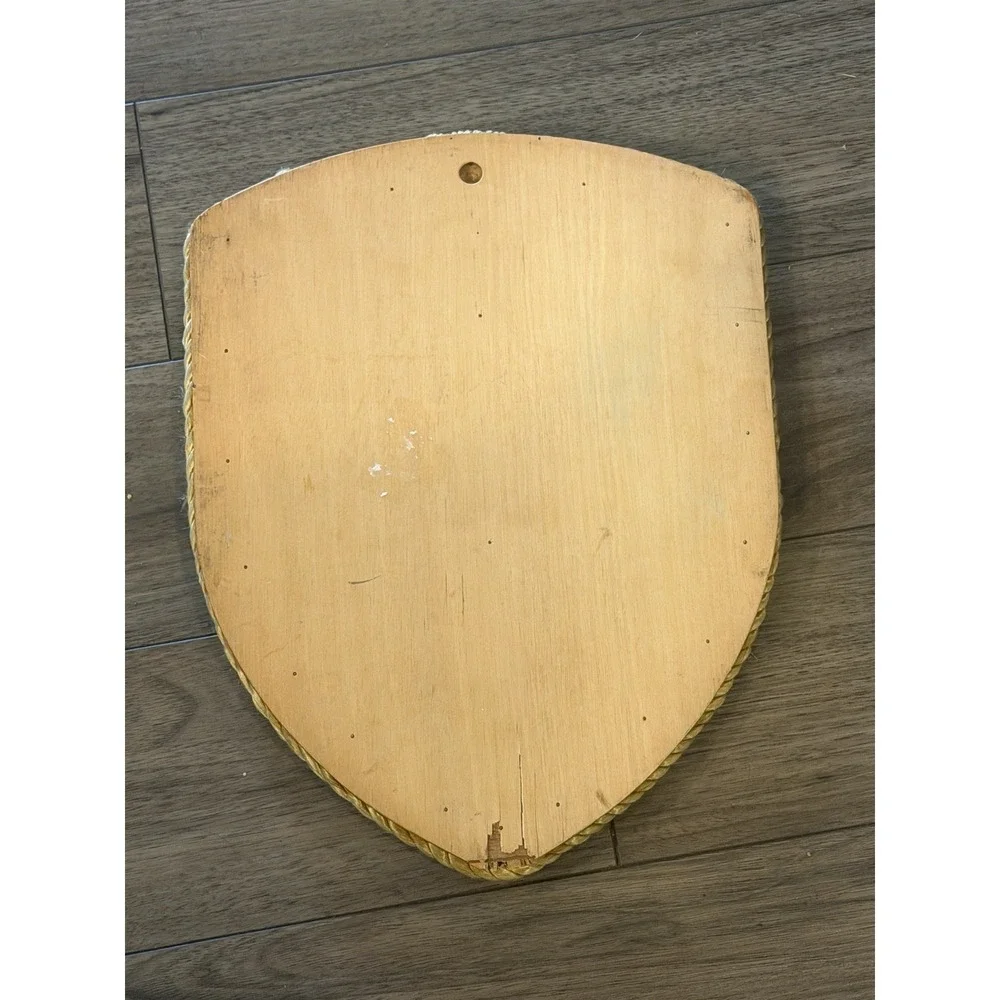 Vintage Vytis Lithuanian Coat of Arms Wall Plaque Carved Wood Velvet 15